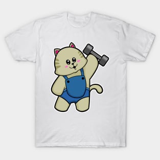 Cat at Fitness with Dumbbell T-Shirt